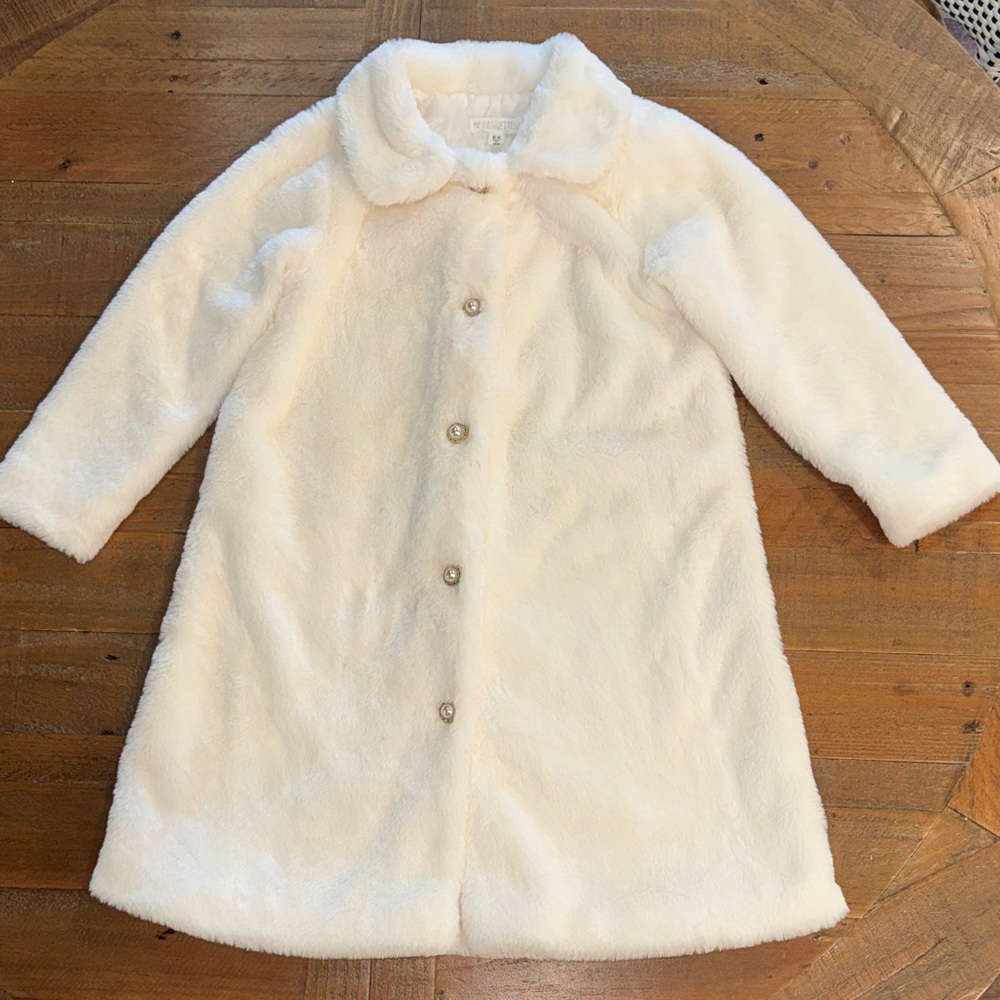 Chic Cream Faux Fur Kids Formal Jacket 6X